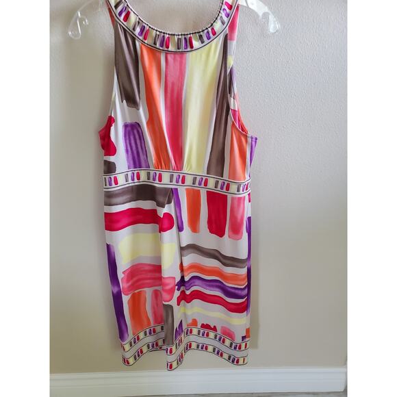 BCBG Max Azria Colorful Geranium Painted Brush Stroke Halter Top Size Large - Picture 6 of 6